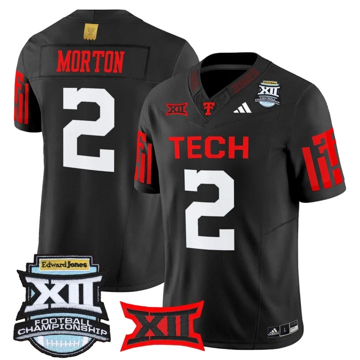 Men's & Women's & Youth Texas Tech Red Raiders #2 Behren Morton 2025 Big 12 Championship Vapor F.U.S.E. Limited Stitched football Jersey Black