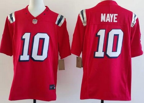Youth New England Patriots #10 Drake Maye Limited Red Rivalries Fashion Nike FUSE Vapor Stitched Jersey