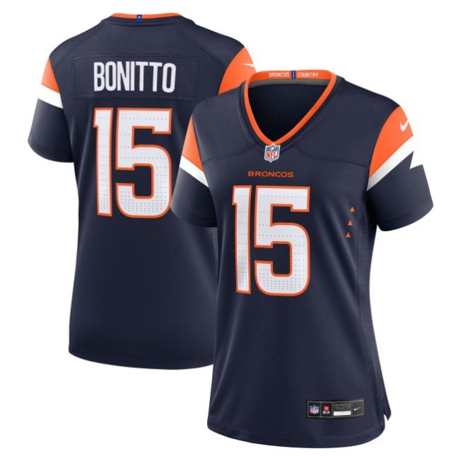 Women's Denver Broncos #15 Nik Bonitto Navy Nike Team Stitched Game Jersey