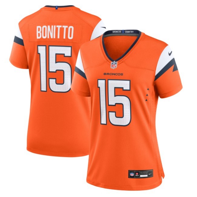 Women's Denver Broncos #15 Nik Bonitto Orange Nike Team Stitched Game Jersey