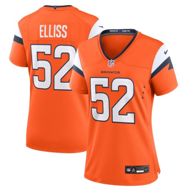 Women's Denver Broncos #52 Jonah Elliss Orange Nike Team Stitched Game Jersey