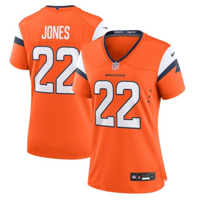 Women's Denver Broncos #22 Brandon Jones Orange Nike Team Stitched Game Jersey