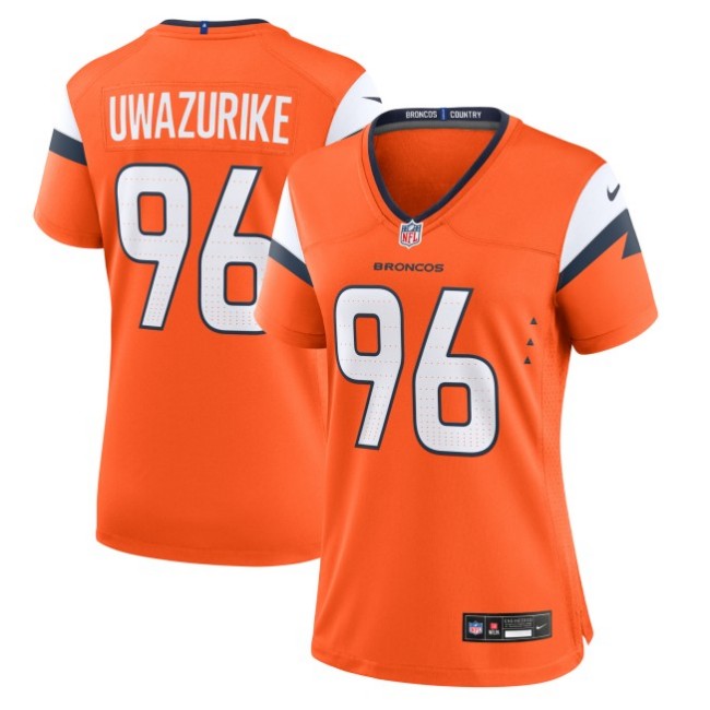 Women's Denver Broncos #96 Eyioma Uwazurike Orange Nike Team Stitched Game Jersey