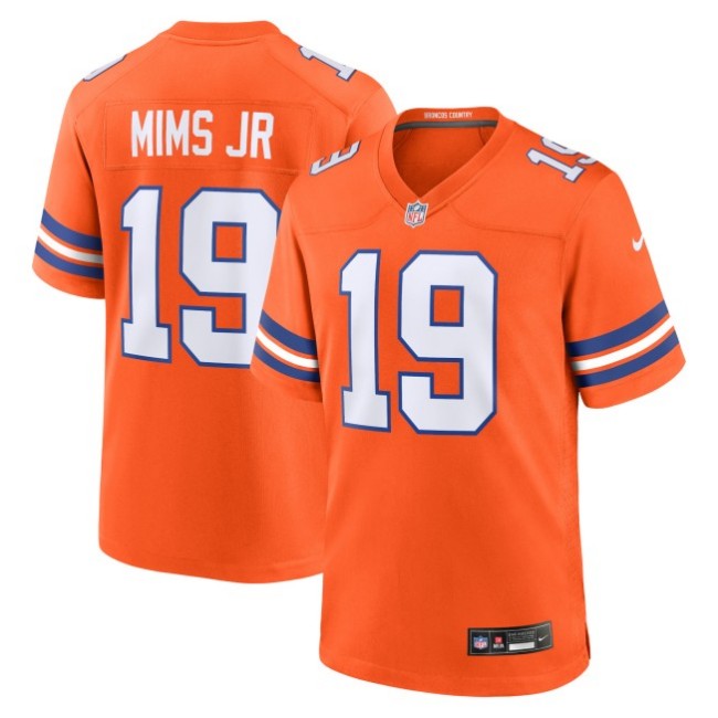 Men's Denver Broncos #19 Marvin Mims Jr Orange Nike Mile High Collection 1977 Throwback Player Stitched Game Jersey