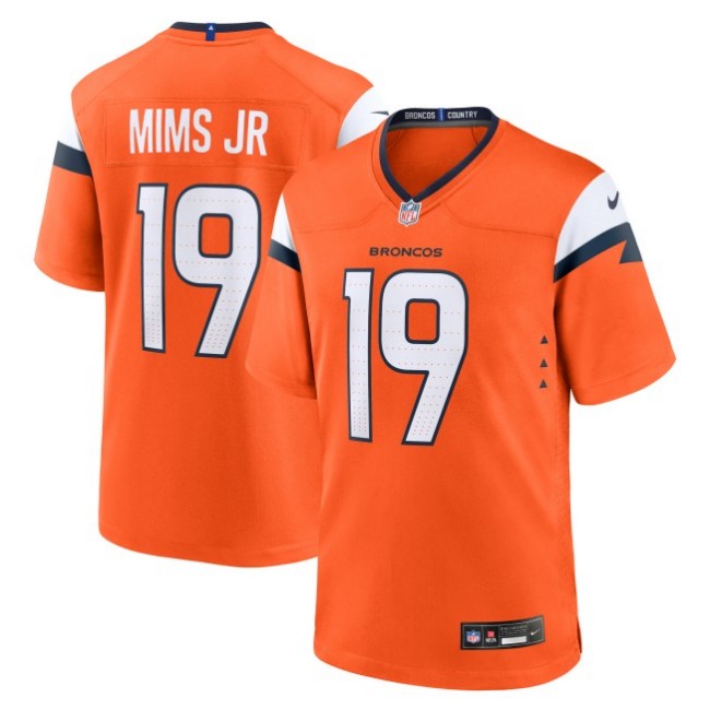 Men's Denver Broncos #19 Marvin Mims Jr Orange Nike Stitched Game Jersey