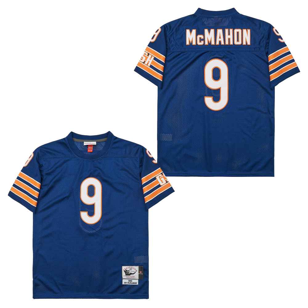 Men's Chicago Bears #9 Jim McMahon Navy 1985 Throwback Mesh Jersey