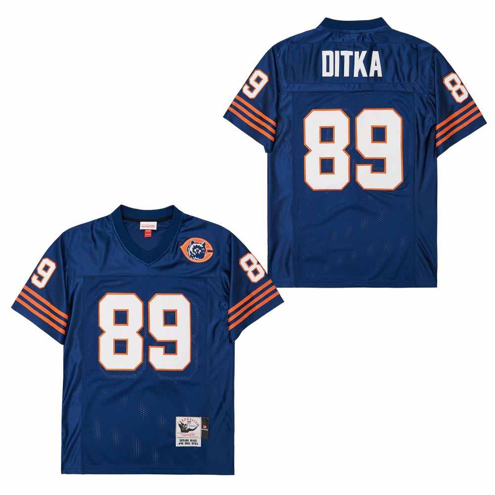 Men's Chicago Bears #89 Mike Ditka Navy Bear Logo Throwback Jersey