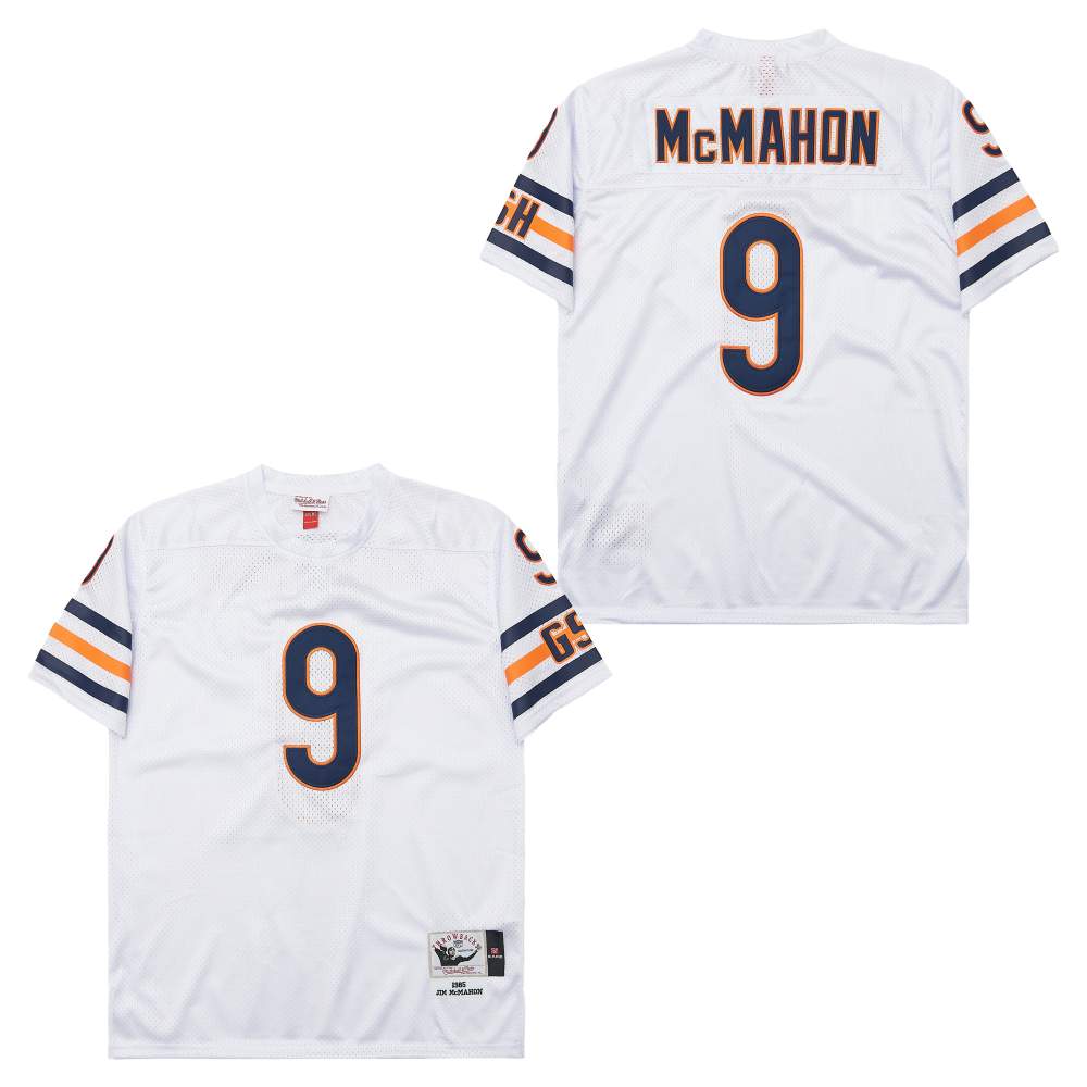 Men's Chicago Bears #9 Jim McMahon White 1985 Throwback Mesh Jersey