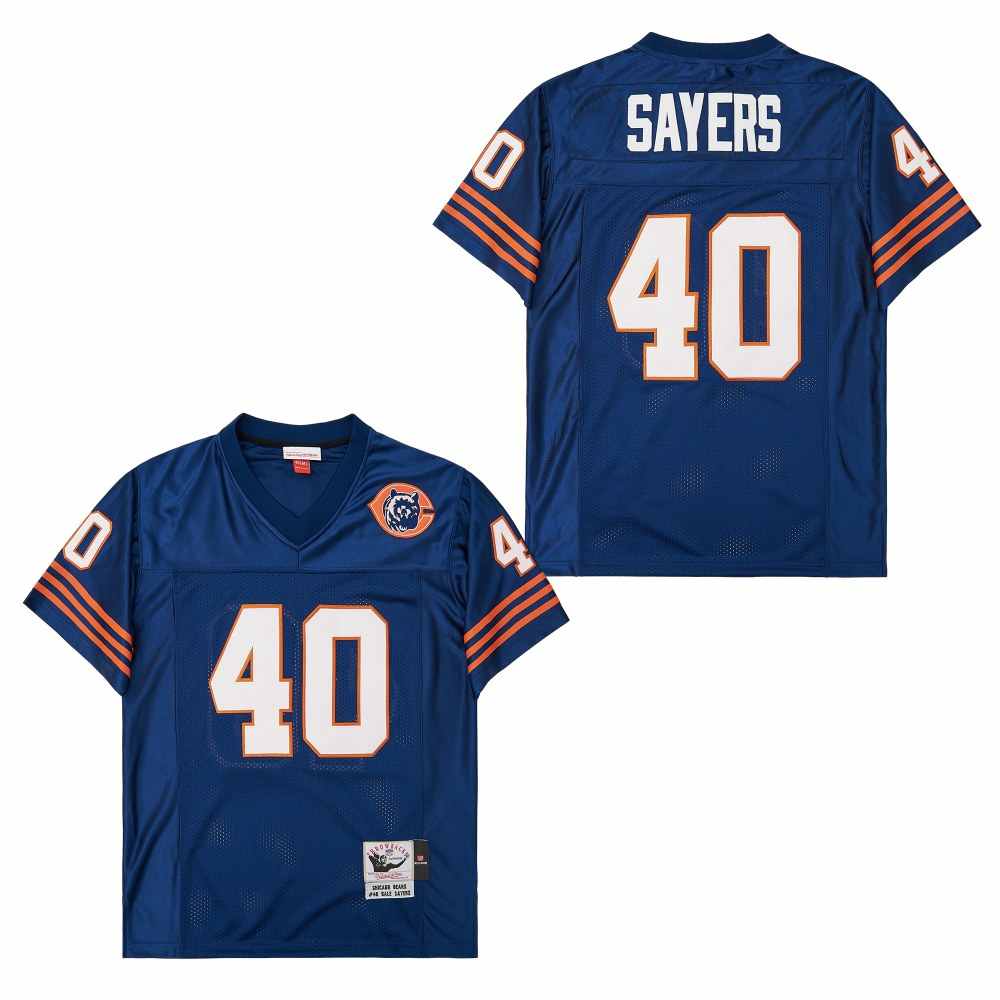 Men's Chicago Bears #40 Gale Sayers Navy Bear Logo Throwback Jersey