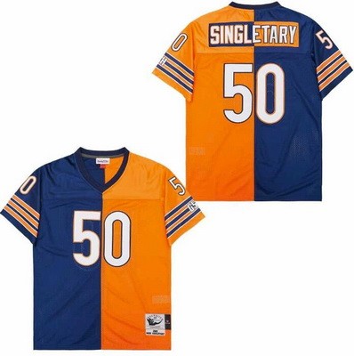 Men's Chicago Bears #50 Mike Singletary Navy Orange Split 1985 Throwback Jersey