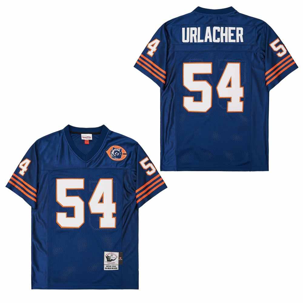 Men's Chicago Bears #54 Brian Urlacher Navy Bear Logo Throwback Jersey