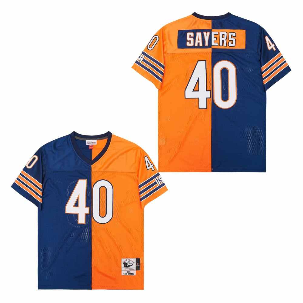 Men's Chicago Bears #40 Gale Sayers Navy Orange Split 1970 Throwback Jersey