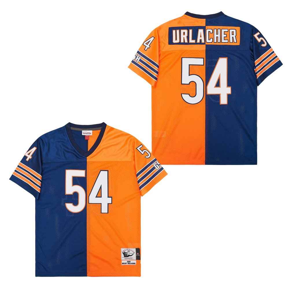 Men's Chicago Bears #54 Brian Urlacher Navy Orange Split 2001 Throwback Jersey