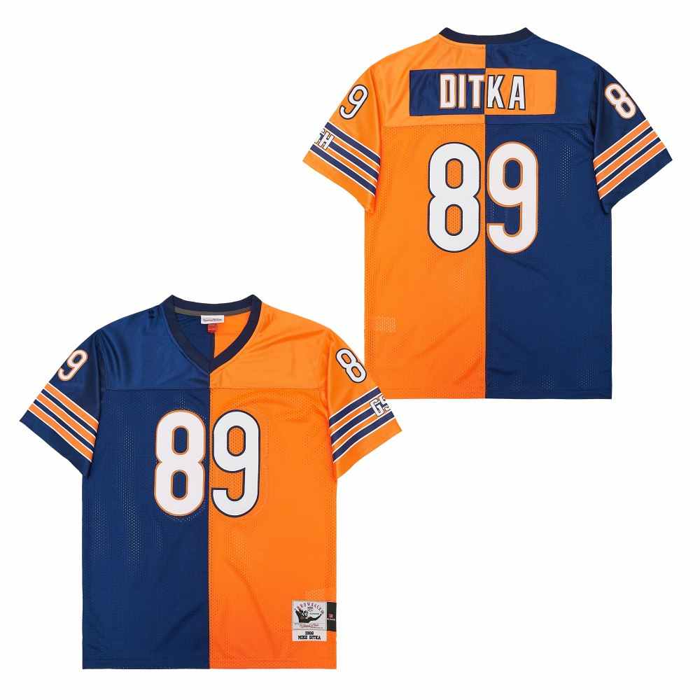 Men's Chicago Bears #89 Mike Ditka Navy Orange Split 1966 Throwback Jersey