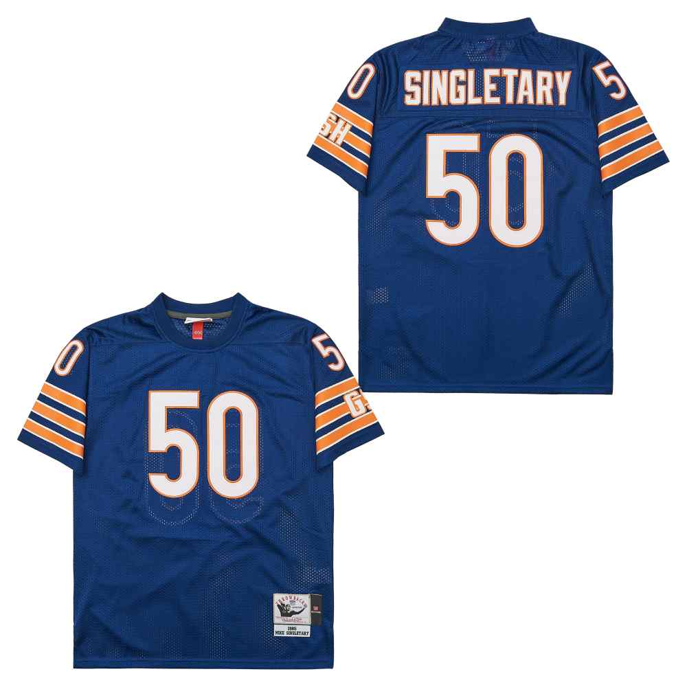 Men's Chicago Bears #50 Mike Singletary Navy 1985 Throwback Mesh Jersey