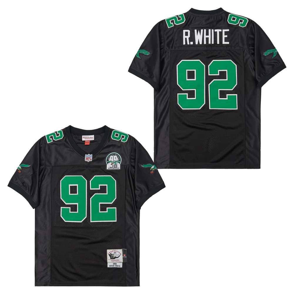 Men's Philadelphia Eagles #92 Reggie White Black 1992 Throwback Jersey