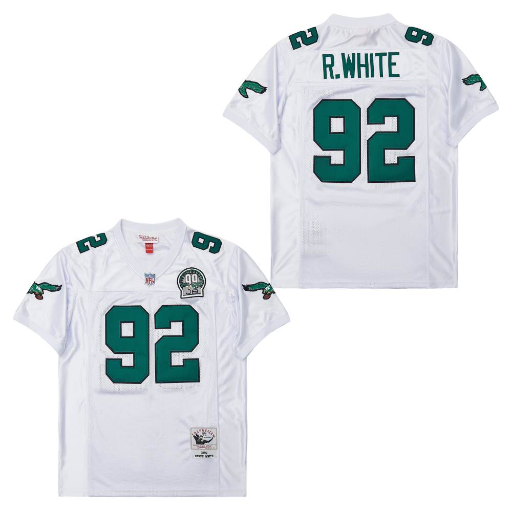 Men's Philadelphia Eagles #92 Reggie White White Throwback Jersey