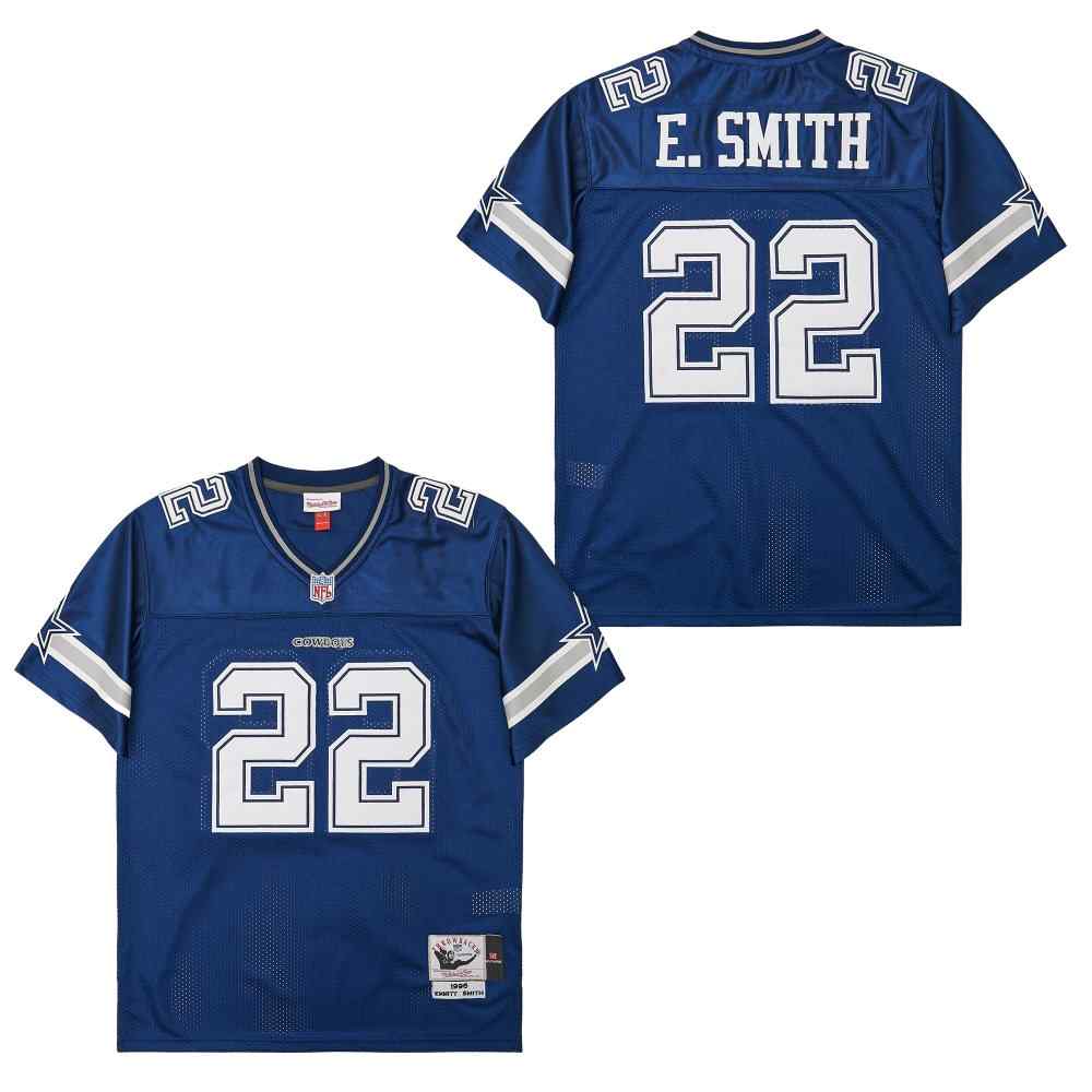 Men's Dallas Cowboys #22 Emmitt Smith Navy 1996 Throwback Jersey