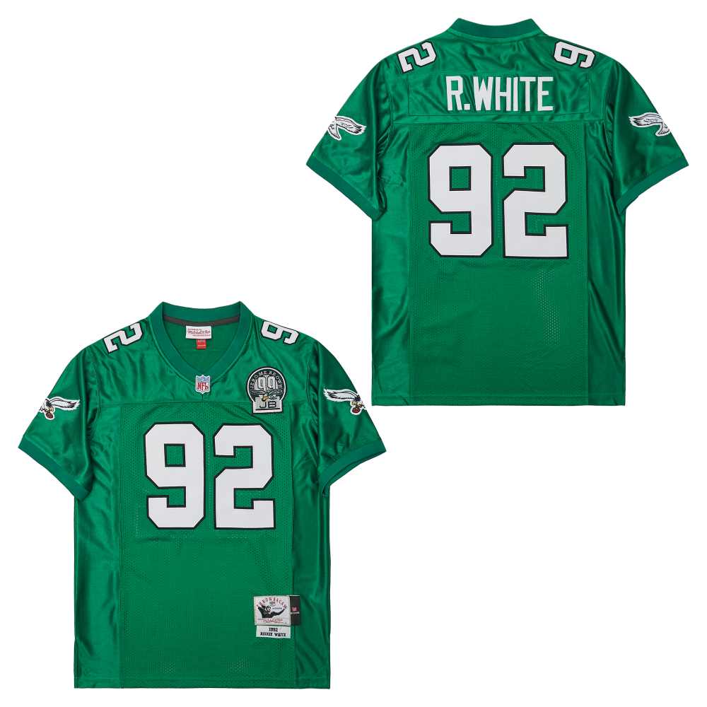 Men's Philadelphia Eagles #92 Reggie White Kelly Green 1992 Throwback Jersey