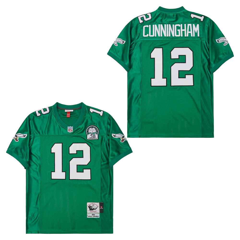 Men's Philadelphia Eagles #12 Randall Cunningham Kelly Green 1992 Throwback Jersey
