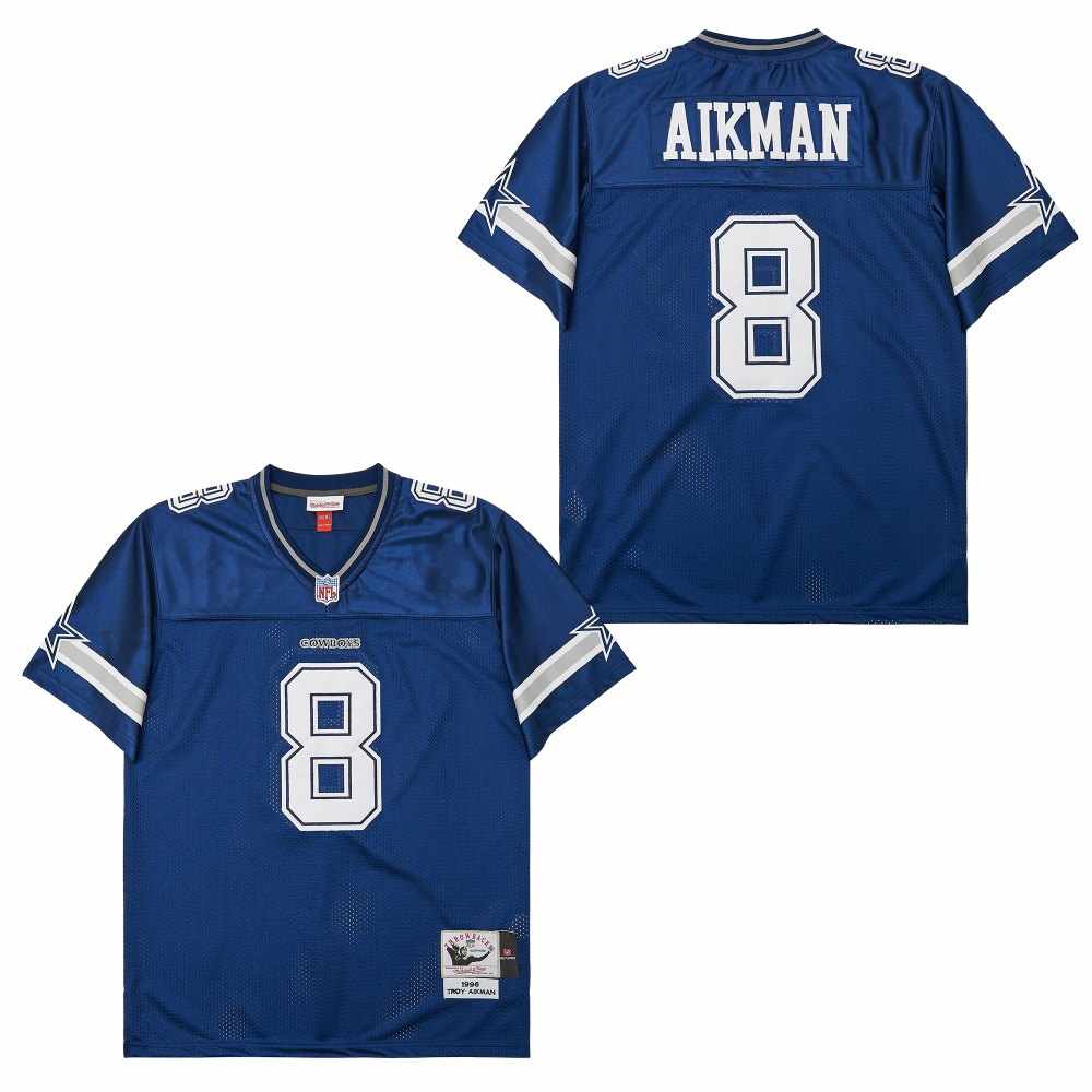 Men's Dallas Cowboys #8 Troy Aikman Navy 1996 Throwback Jersey