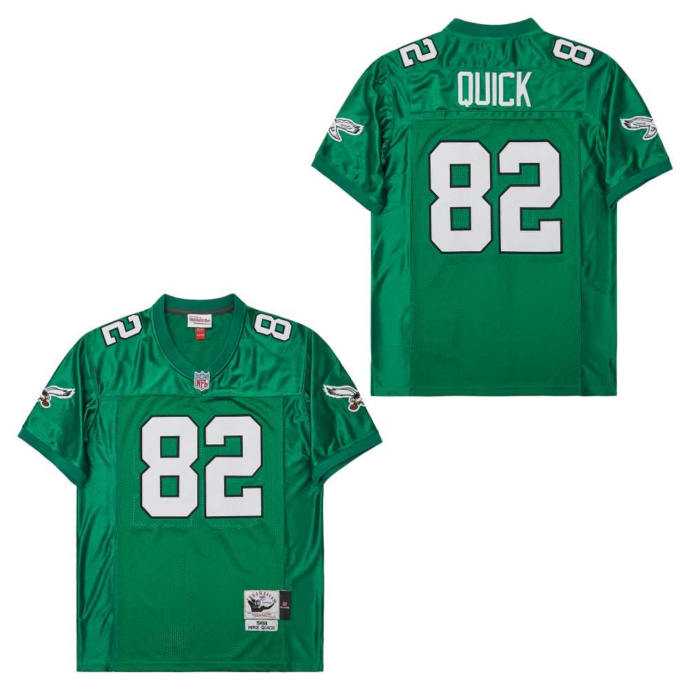 Men's Philadelphia Eagles #82 Mike Quick Kelly Green 1988 Throwback Jersey