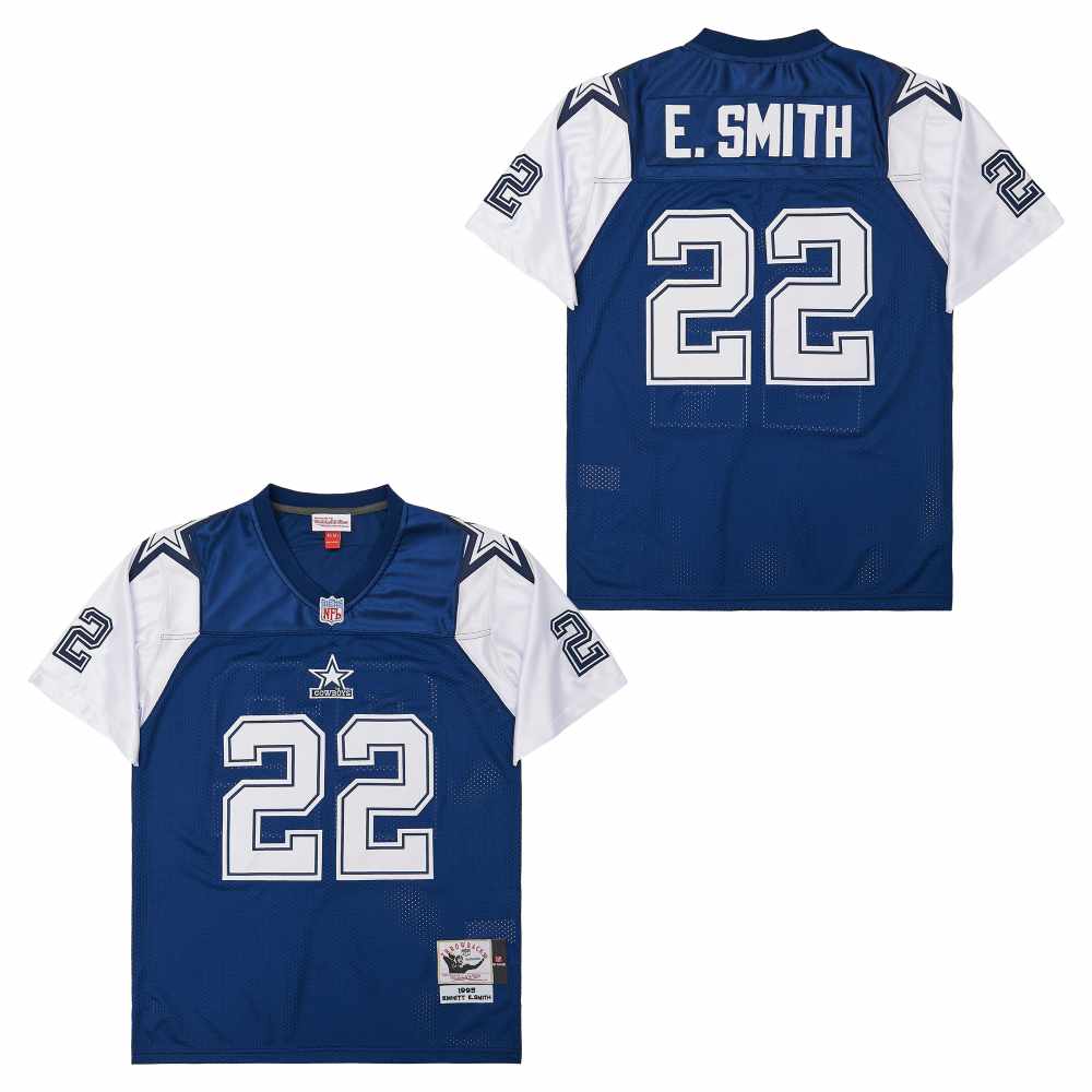 Men's Dallas Cowboys #22 Emmitt Smith Navy 1995 Throwback Jersey