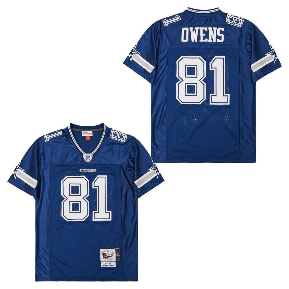 Men's Dallas Cowboys #81 Terrell Owens Navy 2007 Throwback Jersey