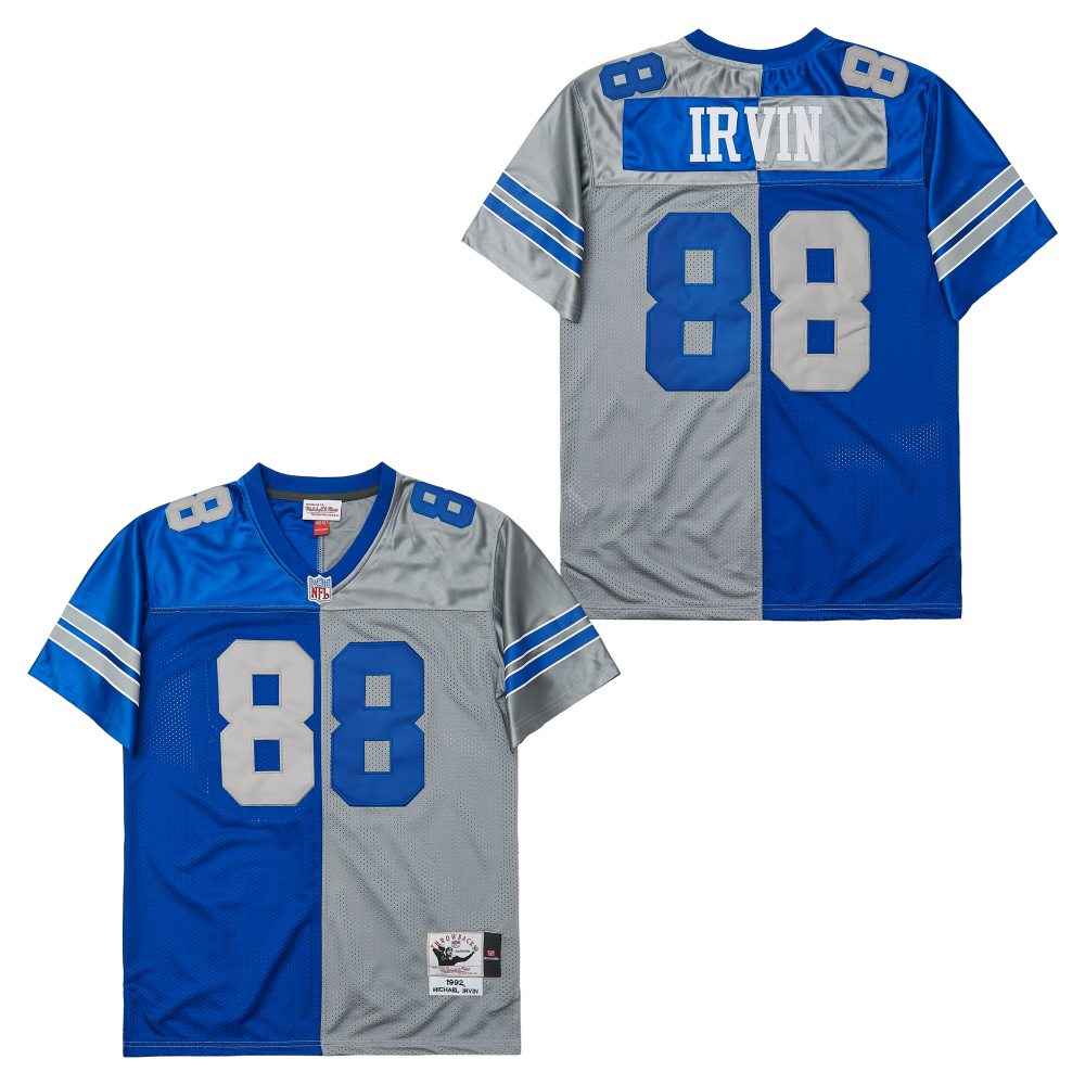 Men's Dallas Cowboys #88 Michael Irvin Blue Gray Split 1992 Throwback Jersey