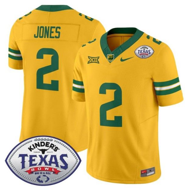 Men's Nike Matt Jones Jersey #2 Baylor Bears 2024 Texas Bowl FUSE Limited NCAAF Stitched Gold