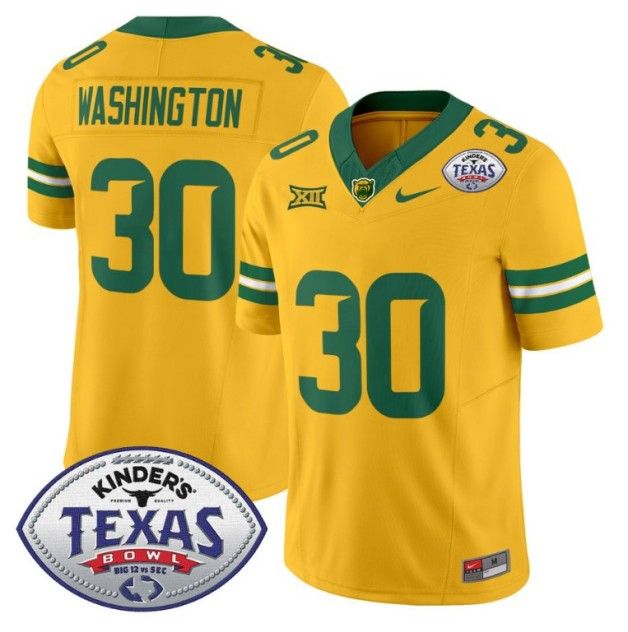 Men's Nike Bryson Washington Jersey #30 Baylor Bears 2024 Texas Bowl FUSE Limited NCAAF Stitched Gold