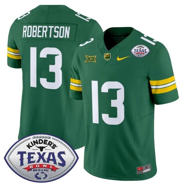 Men's Nike Sawyer Robertson Jersey #13 Baylor Bears 2024 Texas Bowl FUSE Limited NCAAF Stitched Green