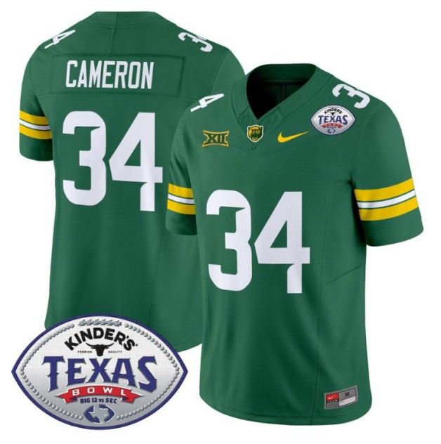 Men's Nike Josh Cameron Jersey #34 Baylor Bears 2024 Texas Bowl FUSE Limited NCAAF Stitched Green