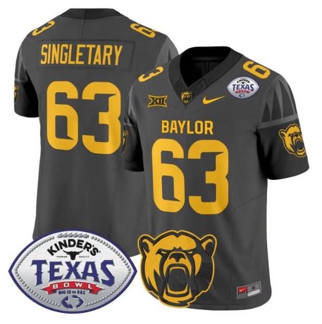 Men's Nike Mike SingletaryJersey #63 Baylor Bears 2024 Texas Bowl FUSE Limited NCAAF Stitched Black