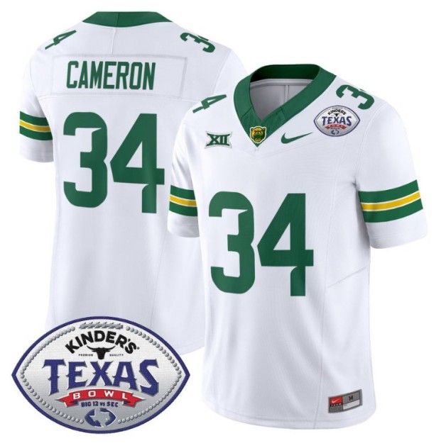 Men's Nike Josh Cameron Jersey #34 Baylor Bears 2024 Texas Bowl FUSE Limited NCAAF Stitched White