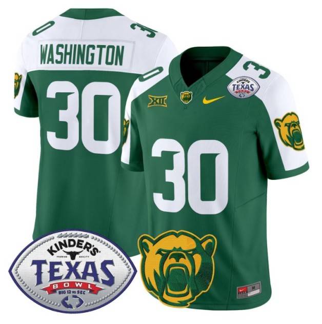 Men's Nike Bryson Washington Jersey #30 Baylor Bears 2024 Texas Bowl FUSE Limited NCAAF Stitched Green Alternate