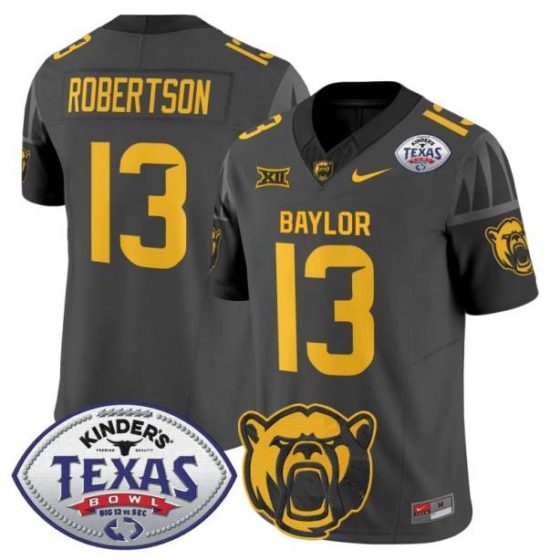 Men's Nike Sawyer Robertson Jersey #13 Baylor Bears 2024 Texas Bowl FUSE Limited NCAAF Stitched Black