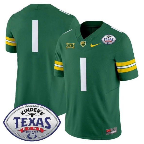 Men's Nike Baylor Bears #1 Team 2024 Texas Bowl FUSE Limited NCAAF Stitched Jersey Green