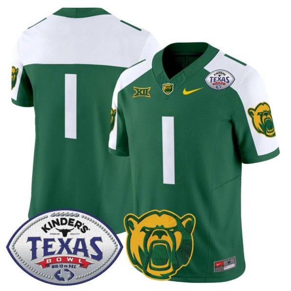 Men's Nike Baylor Bears #1 Team 2024 Texas Bowl FUSE Limited NCAAF Stitched Jersey Green Alternate