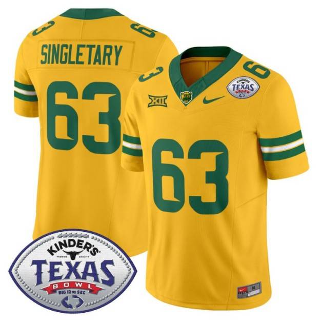Men's Nike Mike SingletaryJersey #63 Baylor Bears 2024 Texas Bowl FUSE Limited NCAAF Stitched Gold