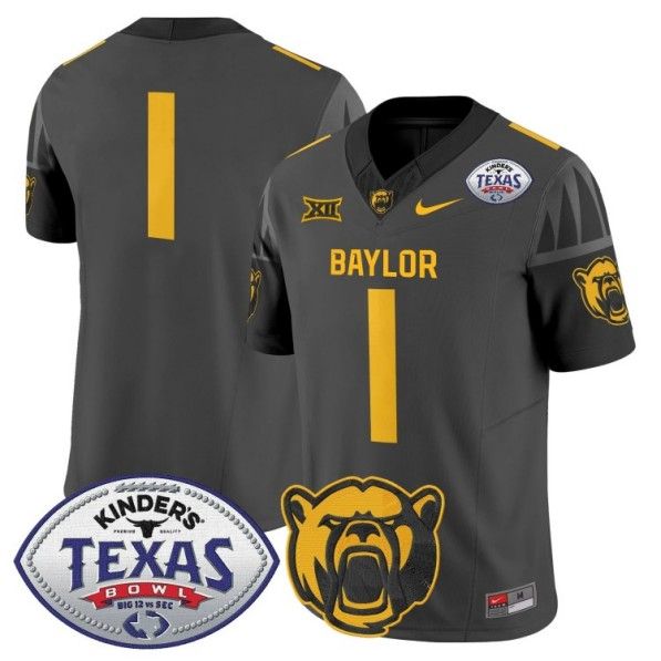 Men's Nike Baylor Bears #1 Team 2024 Texas Bowl FUSE Limited NCAAF Stitched Jersey Black
