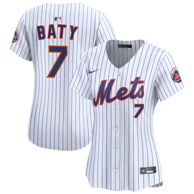 Women's New York Mets #7 Brett Baty White Home Nike Limited Stitched Baseball Jersey
