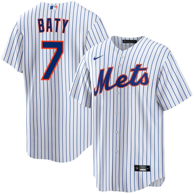 Men's New York Mets #7 Brett Baty White Home Nike Cool Base Stitched Baseball Jersey