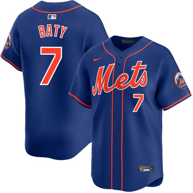 Men's New York Mets #7 Brett Baty Royal Alternate Limited Stitched Baseball Jersey