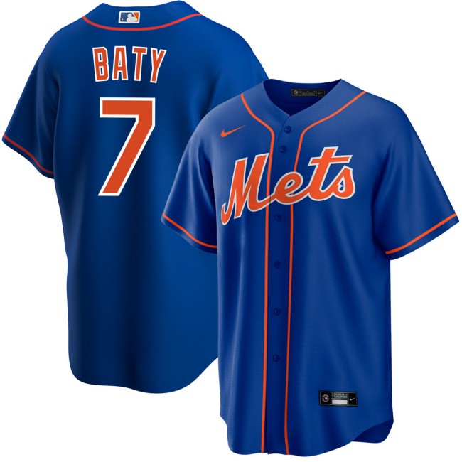 Men's New York Mets #7 Brett Baty Royal Alternate Nike Cool Base Stitched Baseball Jersey
