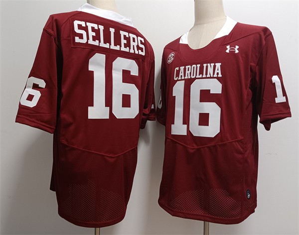 Men's South Carolina Gamecocks #16 LaNorris Sellers Garnet Under Armour Stitched NCAA Football Jersey