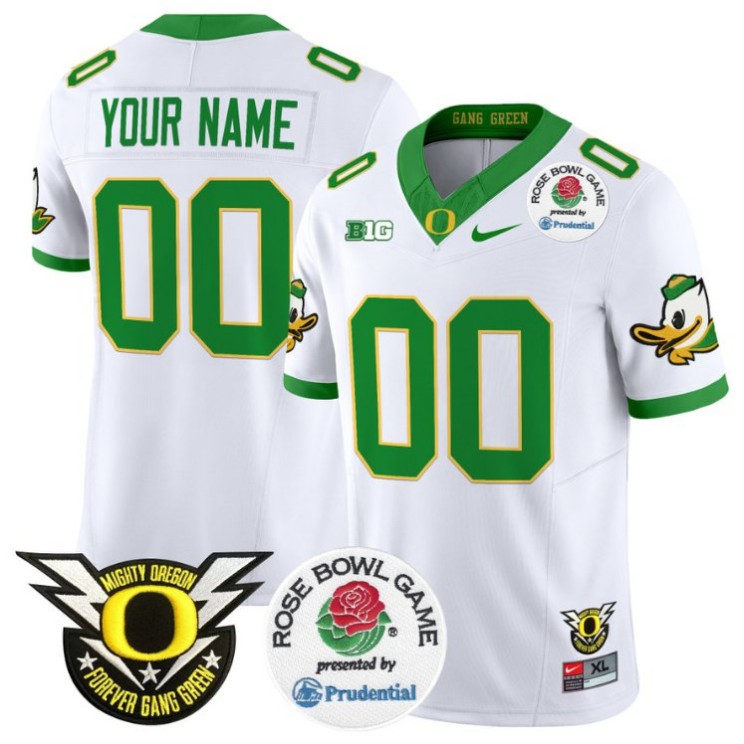 Custom Oregon Ducks Jersey 2025 Rose Bowl Vapor Football Gender Name Number Stitched White