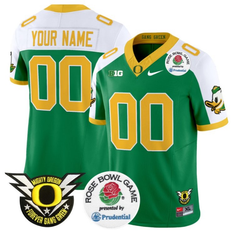Custom Oregon Ducks Jersey 2025 Rose Bowl Vapor Football Gender Name Number Stitched Green Alternate