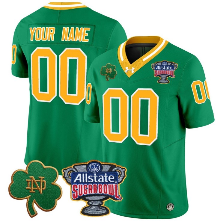 Custom Notre Dame Fighting Irish Jersey Gender Name Number 2024 Sugar Bowl Patch Stitched V2 Throwback