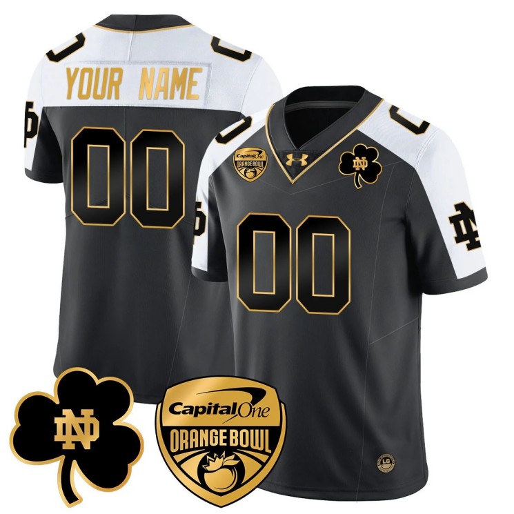 Custom Notre Dame Fighting Irish 2025 Orange Bowl Gender Name Number Stitched Jersey Alternate